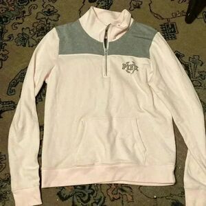 Love pink crew neck half zip size medium